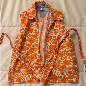 Tommy Hilfiger Women's Vibrant Orange Floral Wrap Top